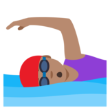 Woman Swimming: Medium Skin Tone on JoyPixels 4.5