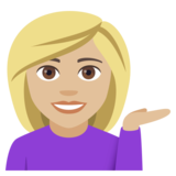 Woman Tipping Hand: Medium-Light Skin Tone on JoyPixels 4.5