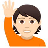 Person Raising Hand: Light Skin Tone on JoyPixels 5.0
