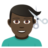 Man Getting Haircut: Dark Skin Tone on JoyPixels 5.0