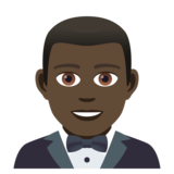 Person in Tuxedo: Dark Skin Tone on JoyPixels 5.0