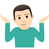 Man Shrugging: Light Skin Tone on JoyPixels 5.0