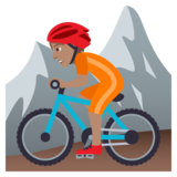 Person Mountain Biking: Medium Skin Tone on JoyPixels 5.0