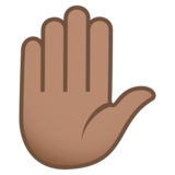 Raised Hand: Medium Skin Tone on JoyPixels 5.0