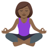 Woman in Lotus Position: Medium-Dark Skin Tone on JoyPixels 5.0