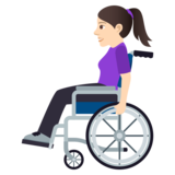 Woman in Manual Wheelchair: Light Skin Tone on JoyPixels 5.0