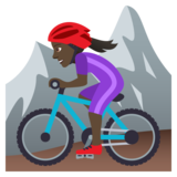 Woman Mountain Biking: Dark Skin Tone on JoyPixels 5.0