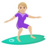Woman Surfing: Medium-Light Skin Tone on JoyPixels 5.0