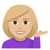 Woman Tipping Hand: Medium-Light Skin Tone on JoyPixels 5.0