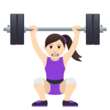 Woman Lifting Weights: Light Skin Tone on JoyPixels 5.0