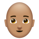 Man: Medium Skin Tone, Bald on Emojipedia Sample Images 11.0