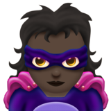 Woman Supervillain: Dark Skin Tone on Emojipedia Sample Images 11.0