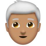 Man: Medium Skin Tone, White Hair on Emojipedia Sample Images 11.1