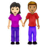 Woman and Man Holding Hands: Light Skin Tone, Medium Skin Tone on Emojipedia Sample Images 12.0