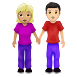 Woman and Man Holding Hands: Medium-Light Skin Tone, Light Skin Tone on Emojipedia Sample Images 12.0