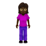 Woman Standing: Dark Skin Tone on Emojipedia Sample Images 12.0