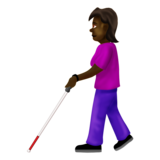 Woman with White Cane: Dark Skin Tone on Emojipedia Sample Images 12.0