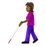Woman with White Cane: Medium-Dark Skin Tone on Emojipedia Sample Images 12.0