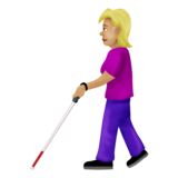 Woman with White Cane: Medium-Light Skin Tone on Emojipedia Sample Images 12.0