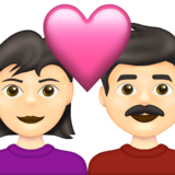 Couple with Heart: Woman, Man, Light Skin Tone on Emojipedia Sample Images 13.1
