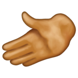 Leftwards Hand: Medium Skin Tone on Emojipedia Sample Images 14.0