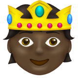 Person with Crown: Dark Skin Tone on Emojipedia Sample Images 14.0
