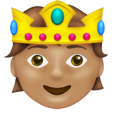 Person with Crown: Medium Skin Tone on Emojipedia Sample Images 14.0