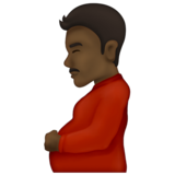 Pregnant Man: Dark Skin Tone on Emojipedia Sample Images 14.0
