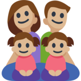Family - Man: Medium-Light Skin Tone, Woman: Medium-Light Skin Tone, Girl: Medium-Light Skin Tone, Girl: Medium-Light Skin Tone on Facebook 2.2