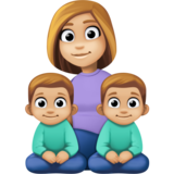 Family - Woman: Medium-Light Skin Tone, Boy: Medium-Light Skin Tone, Boy: Medium-Light Skin Tone on Facebook 4.0