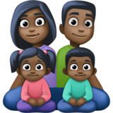 Family - Man: Dark Skin Tone, Woman: Dark Skin Tone, Girl: Dark Skin Tone, Boy: Dark Skin Tone on Facebook 14.0