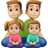 Family - Man: Medium-Light Skin Tone, Man: Medium-Light Skin Tone, Girl: Medium-Light Skin Tone, Boy: Medium-Light Skin Tone on Facebook 14.0