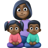 Family - Woman: Dark Skin Tone, Girl: Dark Skin Tone, Boy: Dark Skin Tone on Facebook 14.0