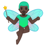 Man Fairy: Dark Skin Tone on Google Noto Color Emoji Android 8.0