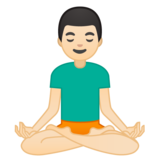 Man in Lotus Position: Light Skin Tone on Google Noto Color Emoji Android 8.0
