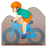 Man Mountain Biking: Light Skin Tone on Google Noto Color Emoji Android 8.0