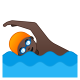 Man Swimming: Dark Skin Tone on Google Noto Color Emoji Android 8.0