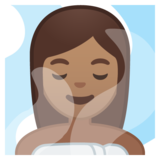 Person in Steamy Room: Medium Skin Tone on Google Noto Color Emoji Android 8.0