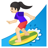 Woman Surfing: Light Skin Tone on Google Noto Color Emoji Android 8.0