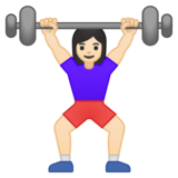 Woman Lifting Weights: Light Skin Tone on Google Noto Color Emoji Android 8.0