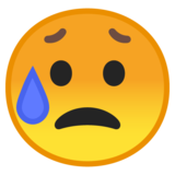 Sad but Relieved Face on Google Noto Color Emoji Android 8.1