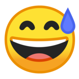 Grinning Face with Sweat on Google Noto Color Emoji Android 8.1