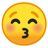 Kissing Face with Closed Eyes on Google Noto Color Emoji Android 9.0