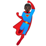 Man Superhero: Dark Skin Tone on Google Noto Color Emoji Android 9.0