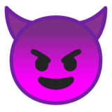Smiling Face with Horns on Google Noto Color Emoji Android 9.0