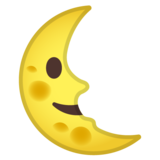 Last Quarter Moon Face on Google Noto Color Emoji Android 10.0