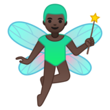 Man Fairy: Dark Skin Tone on Google Noto Color Emoji Android 10.0