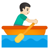 Man Rowing Boat: Light Skin Tone on Google Noto Color Emoji Android 10.0