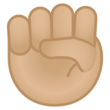 Raised Fist: Medium-Light Skin Tone on Google Noto Color Emoji Android 10.0