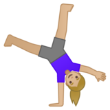 Woman Cartwheeling: Medium-Light Skin Tone on Google Noto Color Emoji Android 10.0